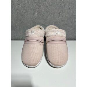 Nike Burrow Womens Cozy Sherpa-Lined Pink Slip-On Slippers Zipper Pocket Size 8